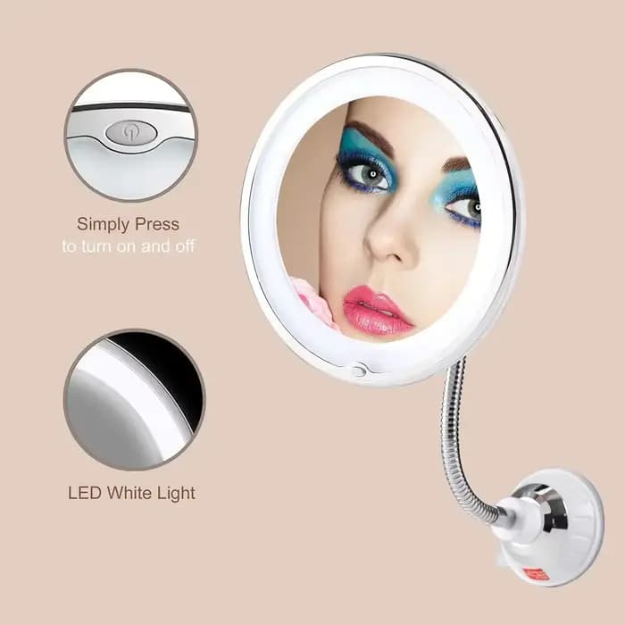 Miroir de maquillage éclairé par LED col de cygne 6.8 "10x grossissant