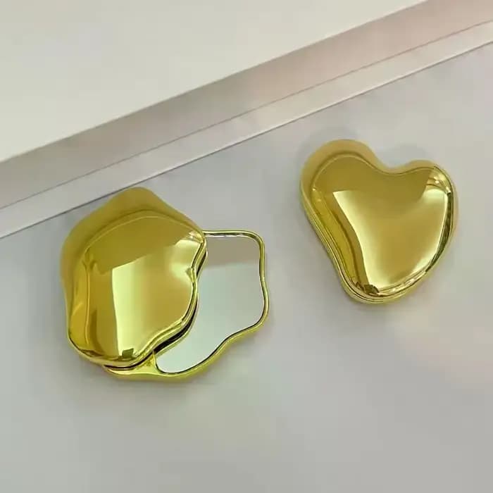 Miroir de maquillage Double face en forme de cœur pour fille