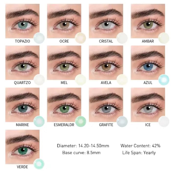 1 paire de lentilles multicolores annuelles pour les yeux