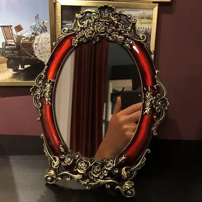 Miroir de maquillage Design Rose rouge