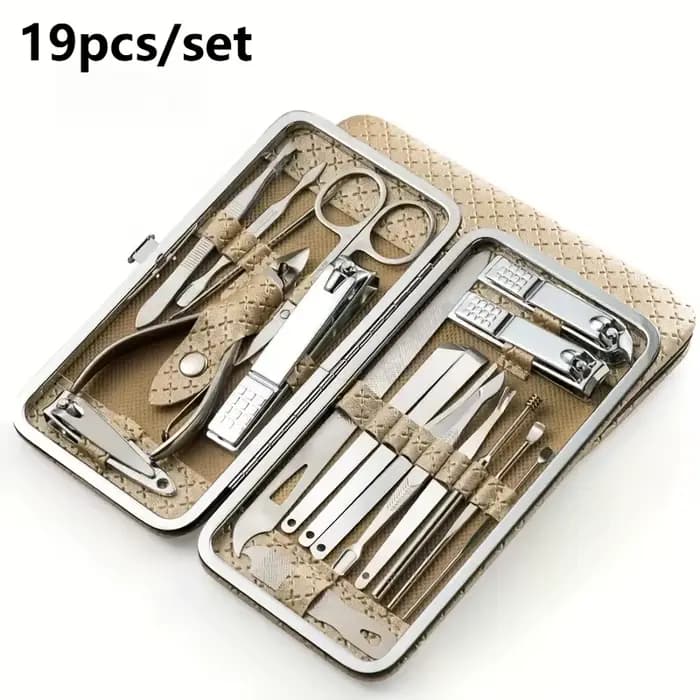 Ensemble d'outils de manucure et de pédicure 19 pièces/ensemble avec boîte de rangement