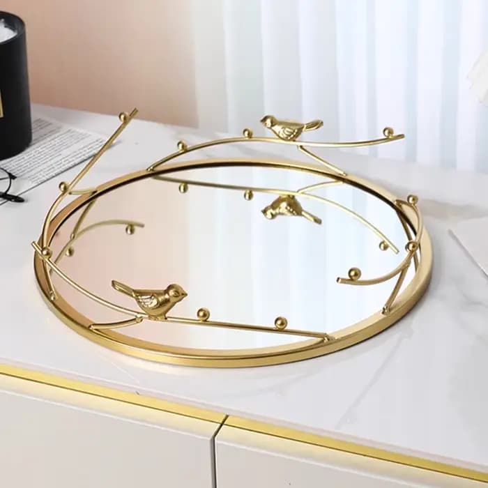 Plateau miroir rectangulaire en verre