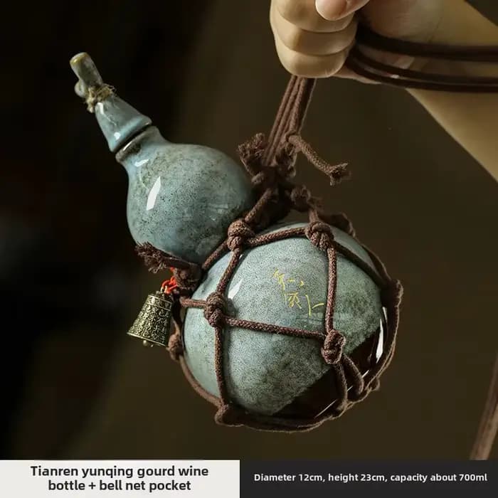 Tianmingren – ensemble de gourde à vin en filet, bouilloire chaude inclinée, Style ancien, outil à vin Portable pour sceau domestique