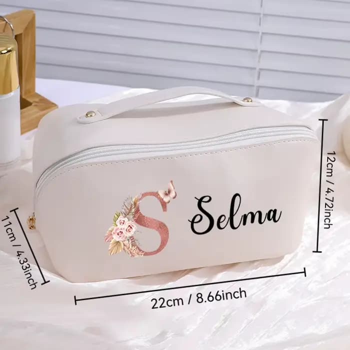 Trousse de Toilette Florale Personnalisée avec Initiales