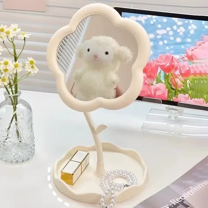 Miroir de maquillage de bureau en forme de tournesol