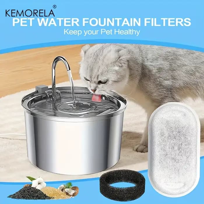 Fontaine d'eau pour chat, filtres éponge à charbon actif pour distributeur d'eau en acier inoxydable, accessoire de soins d'eau saine pour animaux de compagnie, 12/15 pièces