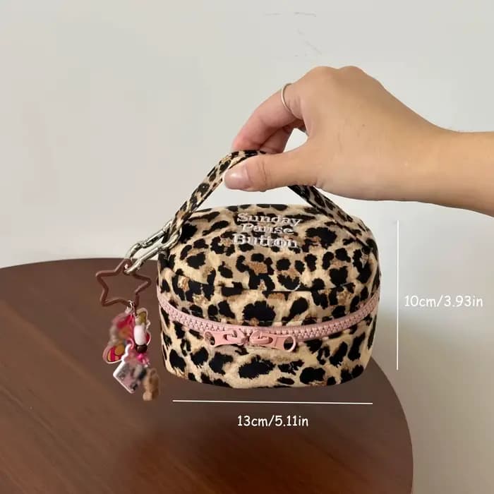 Mini trousse de maquillage à imprimé léopard