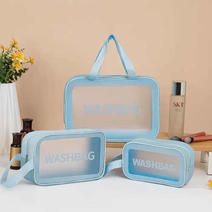 Trousse de toilette bleue épaisse à séparation sec-humide