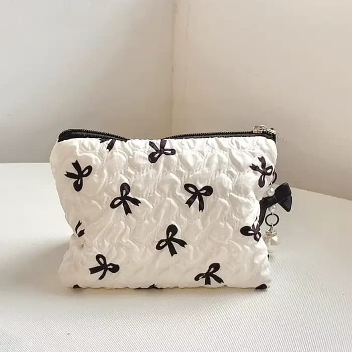 Trousse de maquillage en coton matelassé pour femme