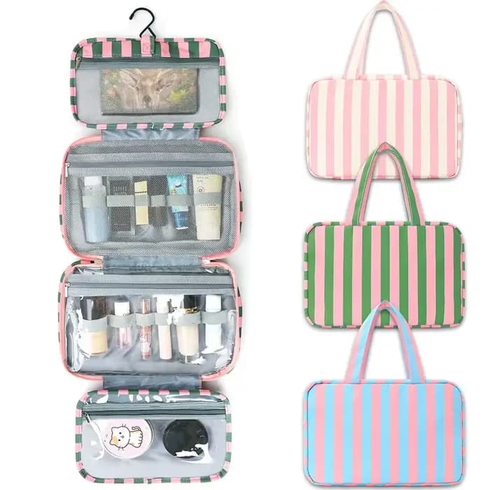 Trousse de toilette unisexe rayée