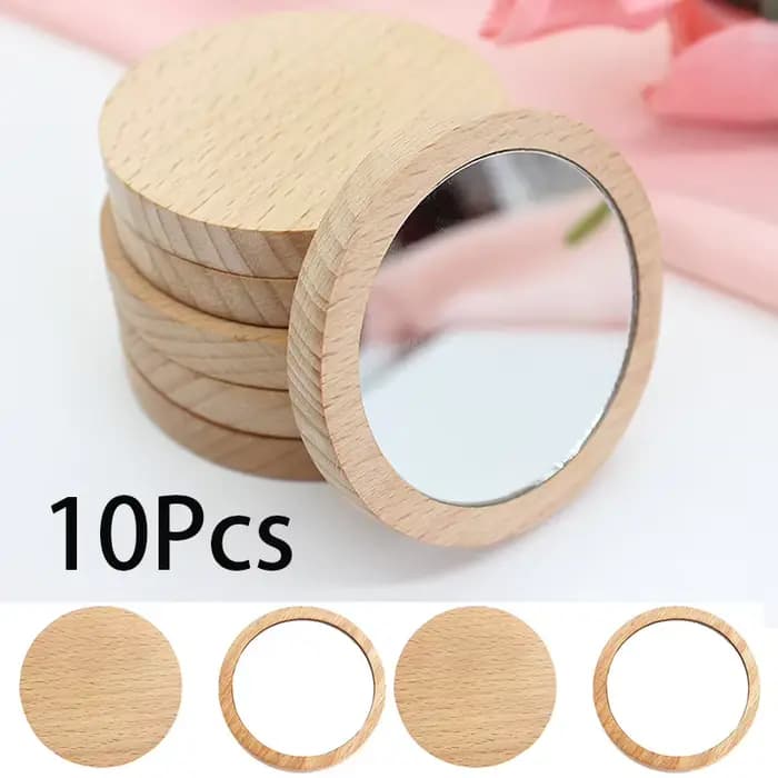 Mini miroir de maquillage en bois