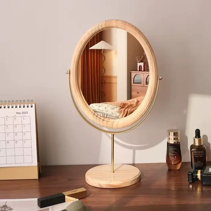 Miroir de courtoisie décoratif rétro en bois de style chinois