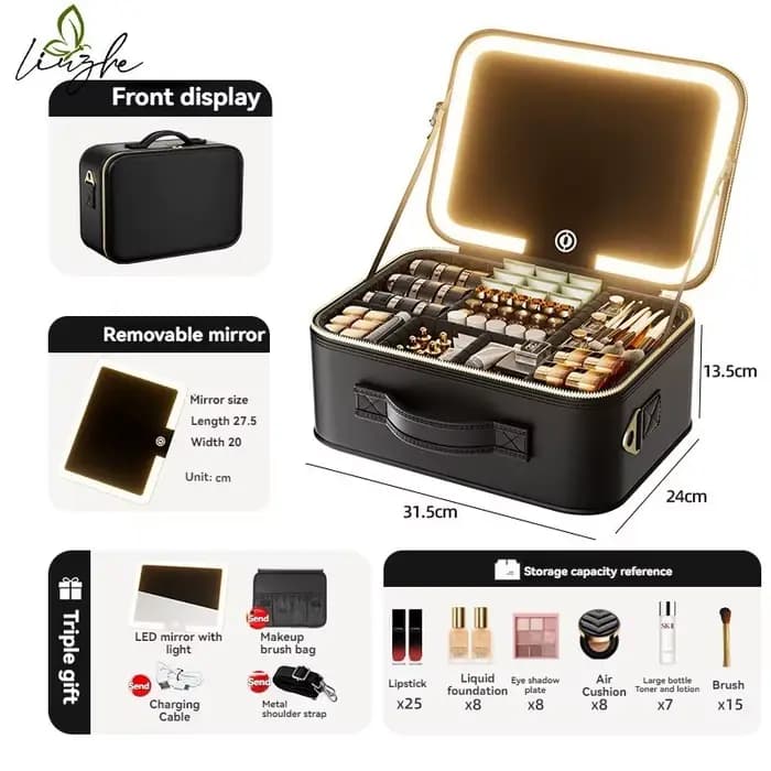 Trousse de Maquillage LED Portable Haut de Gamme : Organisateur