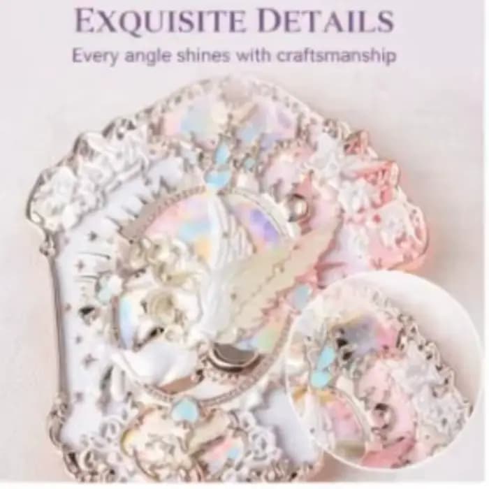 Miroir à main Flower Knows Unicorn, miroir de maquillage vintage gravé et embossé, miroir portable mignon Lolita pour filles, cadeau