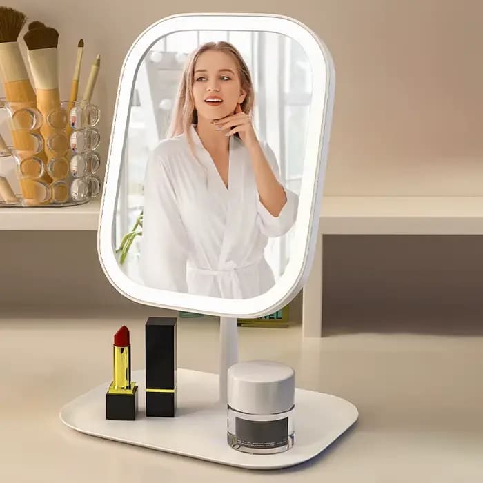 Miroir de maquillage pliant avec lumière LED