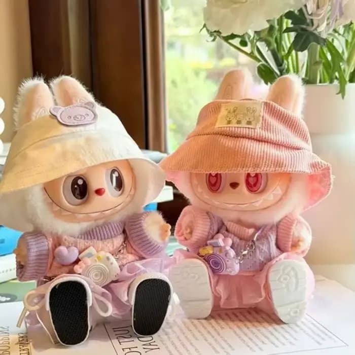 Accessoires pour Labubu V1 V2, vêtements pour Labubu, série de fête assise, ensemble jupe et chapeau en fil doux d'été