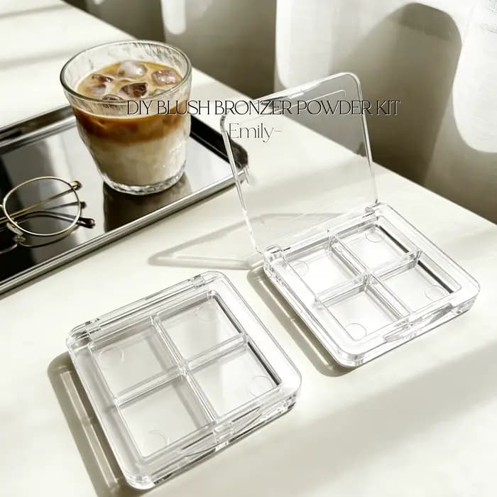 Palette de maquillage vide transparente carrée pour kit de pressage de rouge à lèvres et fards à paupières DIY