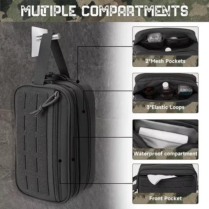 LHI trousse de toilette tactique pour hommes sac d'hygiène compartiment étanche outil de voyage Molle petit Kit Dopp