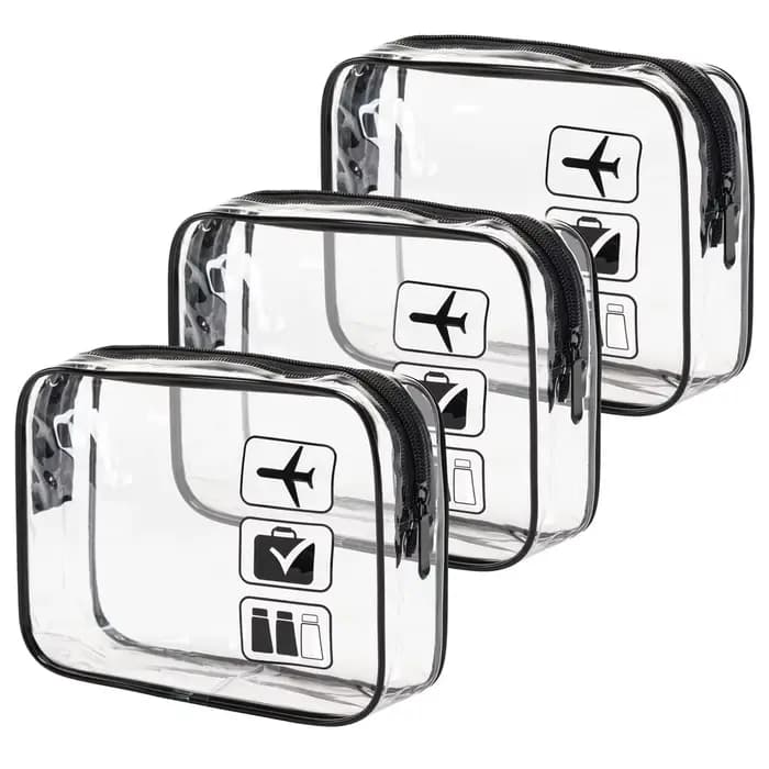 Trousse de toilette transparente approuvée par TSA - Pochette cosmétique de voyage de taille quart pour aéroports