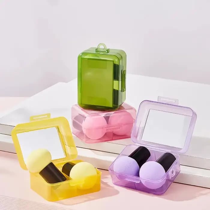 2 pièces/ensemble éponge de maquillage tête de champignon à Long manche Super douce pour sec humide double usage