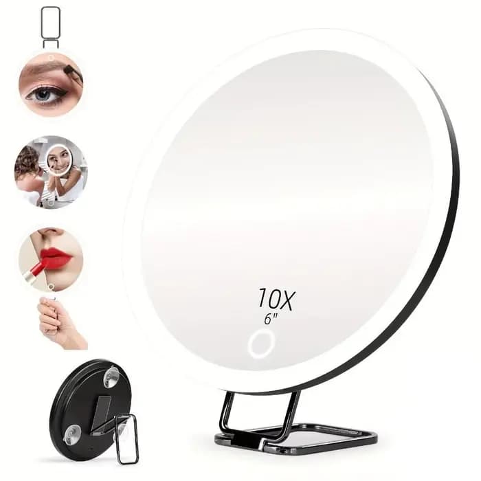 Miroir Grossissant sur Pied Réglable à 360 ° avec Lumière