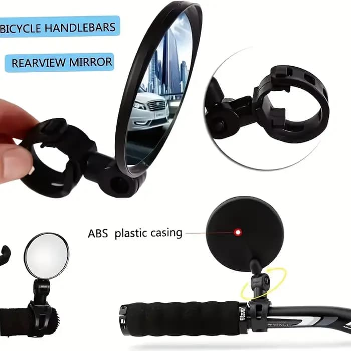 360 °   Miroir de vélo réglable - Miroir de guidon convexe grand angle rotatif pour vélos de route, VTT et trottinettes