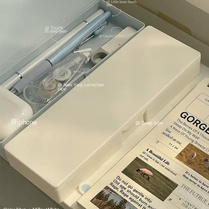 Boîte à crayons en plastique solide, boîte de rangement de bureau, conteneur de papeterie, étui à stylos, sac à crayons étudiant, poudres à stylos