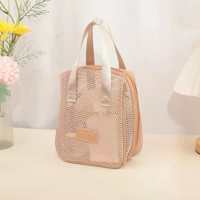 Sac de rangement de maquillage et de toilette en maille