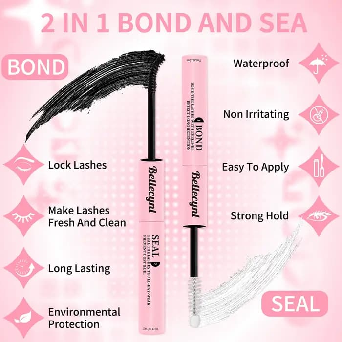 Bellecynl Lash Bond and Seal avec dissolvant et pince à épiler