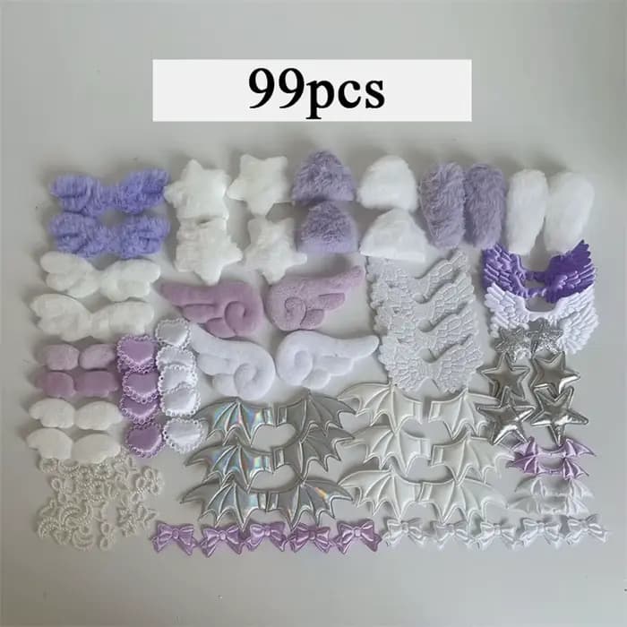 Ensemble d'accessoires colorés de 99 pièces en dentelle rose, pour la création de ventilateurs manuels DIY, matériel pour emballages décoratifs et décoration de cartes