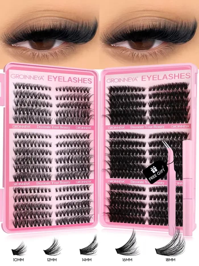 GROINNEYA Lash Clusters Kit cils de chat 640 Pcs