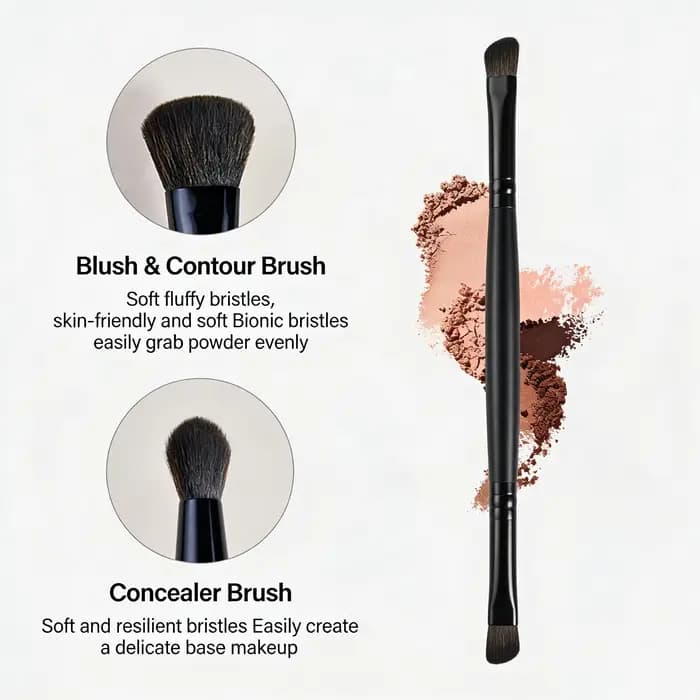 Pinceau double tête pour blush et highlighter