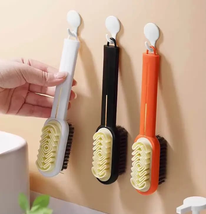 Brosse de nettoyage en daim à manche Long à 2 côtés, brosse à chaussures, nettoyeur de baskets, chaussures, anti-taches, poussière, bottes, brosse en caoutchouc