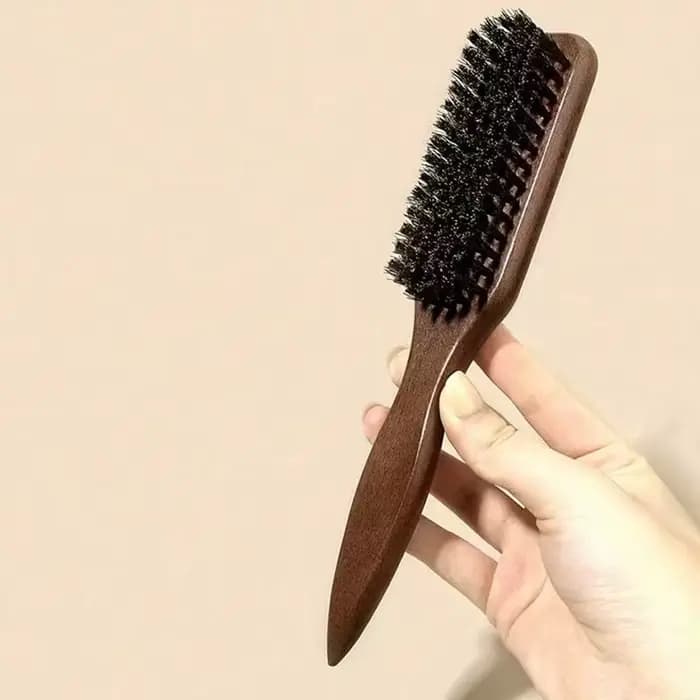 Brosse à cheveux en poils de sanglier (unisexe)-brosse à poils coiffants professionnelle sans parfum, adaptée aux cheveux épais/fins