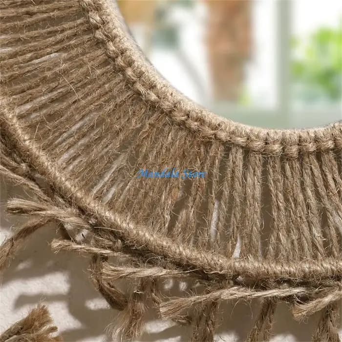 Corde en coton à main U2JC Miroir rond à franges avec des glands détaillant les macrames