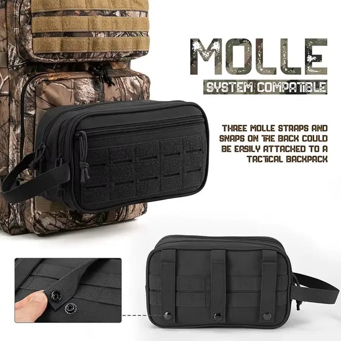 LHI trousse de toilette tactique pour hommes sac d'hygiène compartiment étanche outil de voyage Molle petit Kit Dopp