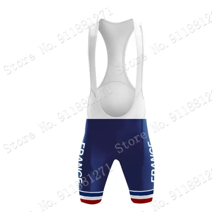 Maillot de Cyclisme de l'Équipe Nationale de France, Ensemble de Vêtements Rétro Français, Chemises Bleues de Vélo de Route, Cuissard à Bretelles, Bas VTT, 2024