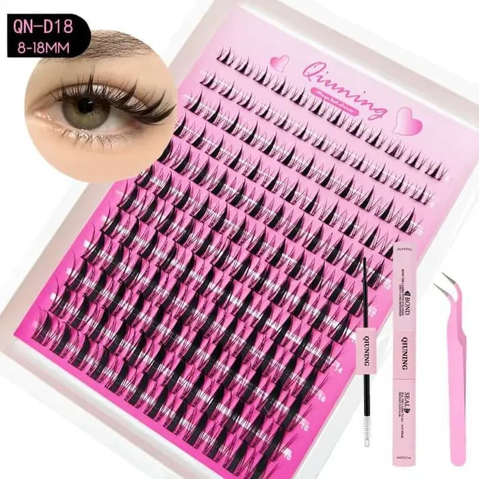 Nouveau Kit de Cils en Grappes Effet Chat avec Colle et Scellant pour Extensions