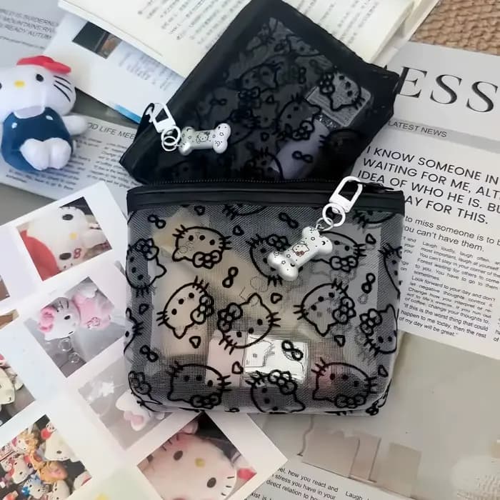 Sac à cosmétiques Kawaii en dentelle Hello Kitty