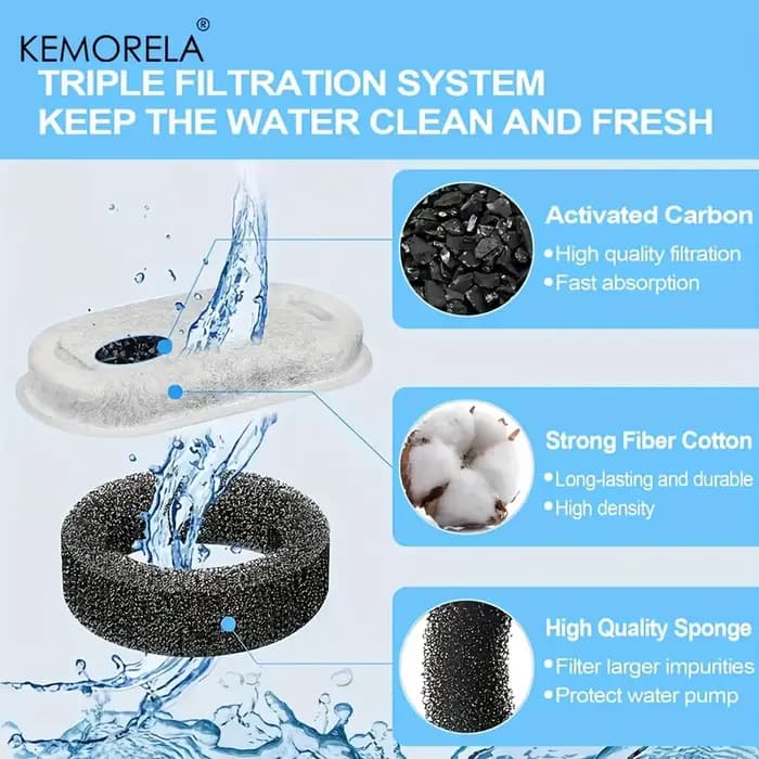 Fontaine d'eau pour chat, filtres éponge à charbon actif pour distributeur d'eau en acier inoxydable, accessoire de soins d'eau saine pour animaux de compagnie, 12/15 pièces