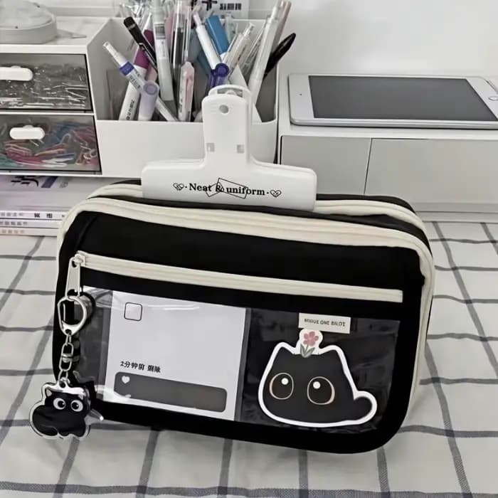 Trousse à crayons chat noir grande capacité
