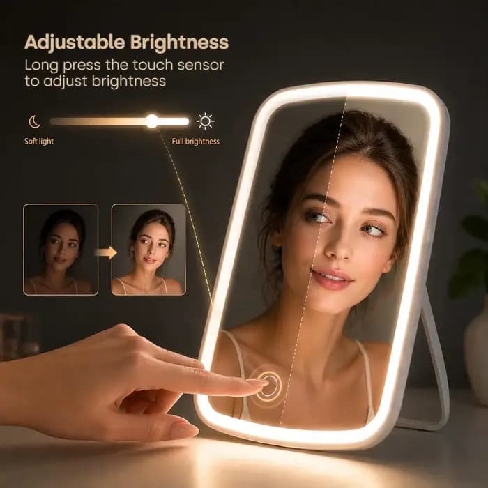 Miroir de maquillage LED avec support