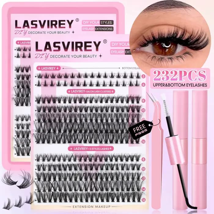 LASVIREY Kit de faux cils en grappes à poser soi-même