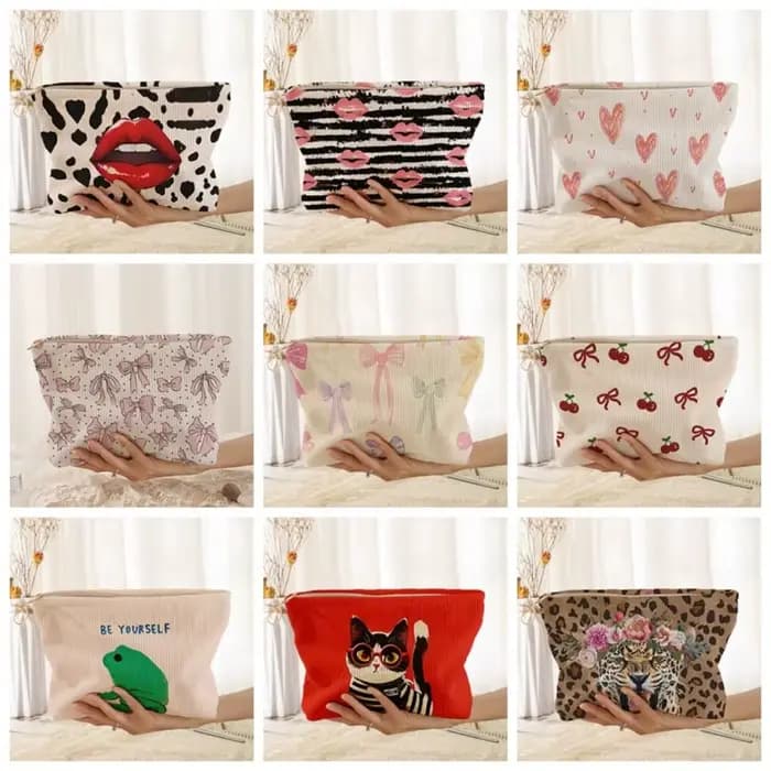 Sac de maquillage imprimé à motif de lèvres