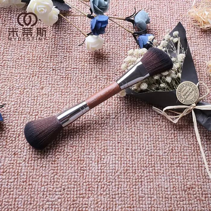 MUF série pinceau de maquillage MUF158 Double tête brosse en fibres douces poils marron poignée