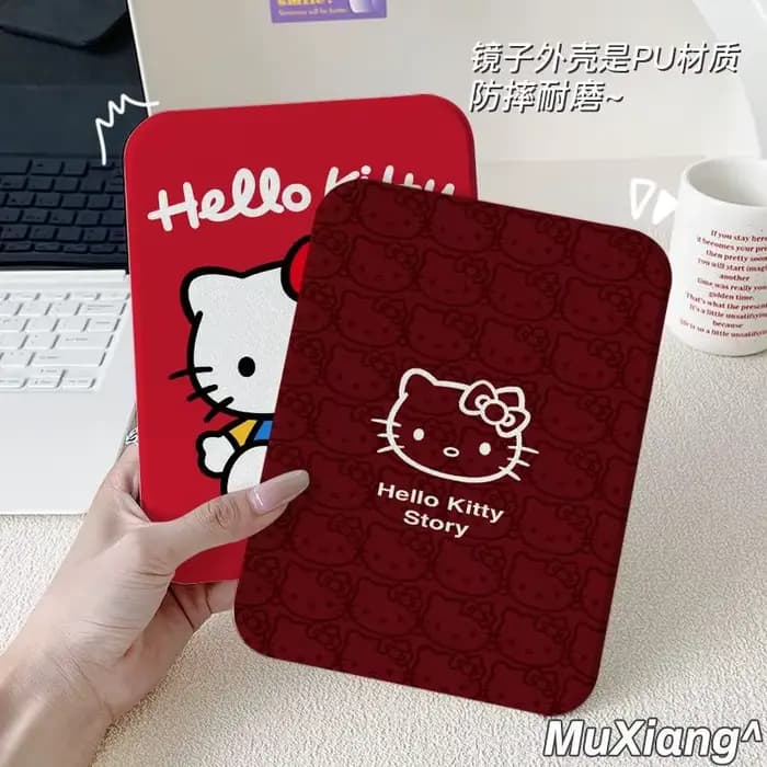 Sanrio Nouveau Miroir Cosmétique Portable en Métal Hello Kitty Kawaii Anime Dessin