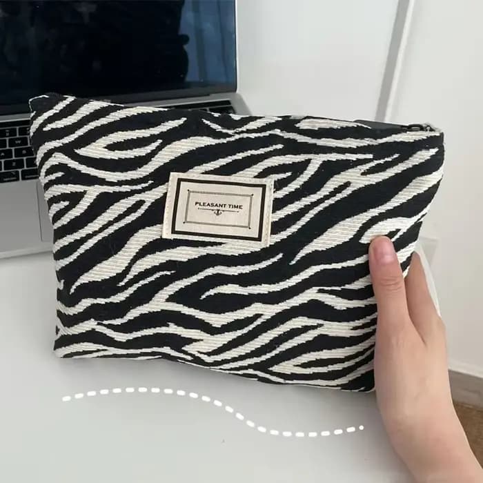 Sac à main femme imprimé léopard sac de maquillage toile fermeture éclair imperméable sac