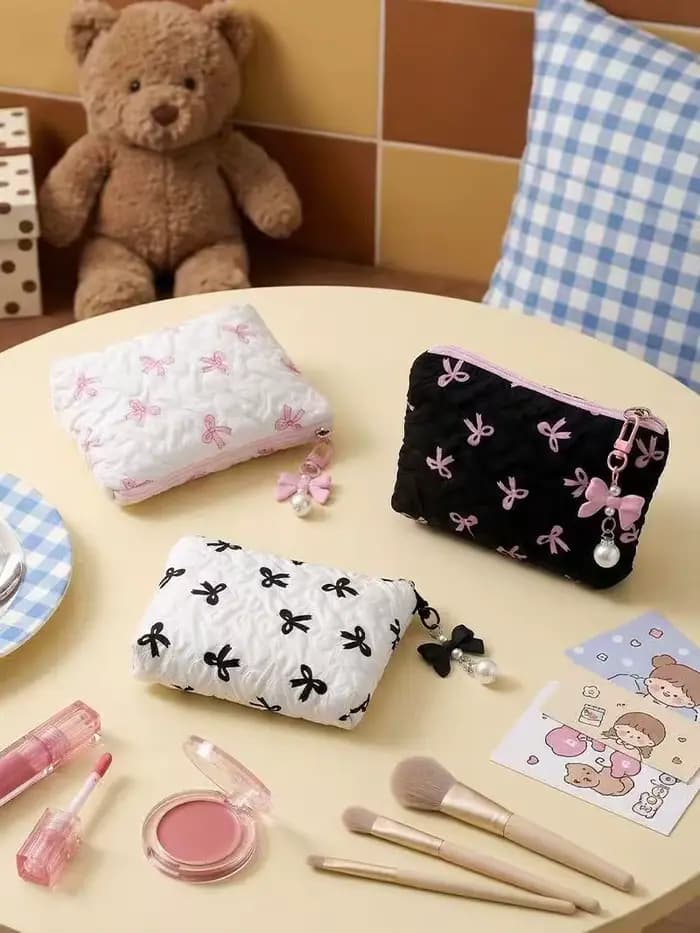 Pochette à maquillage en coton pour femmes