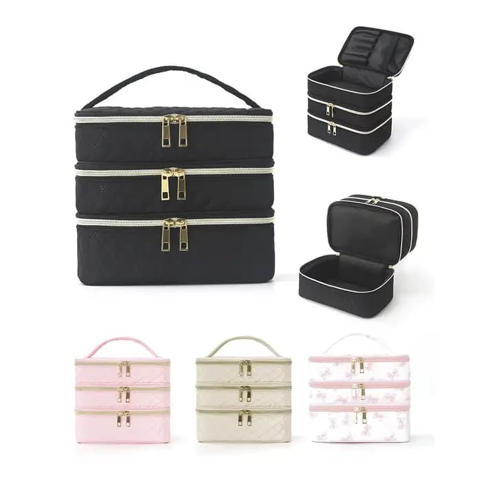 Trousse de maquillage à trois couches de luxe