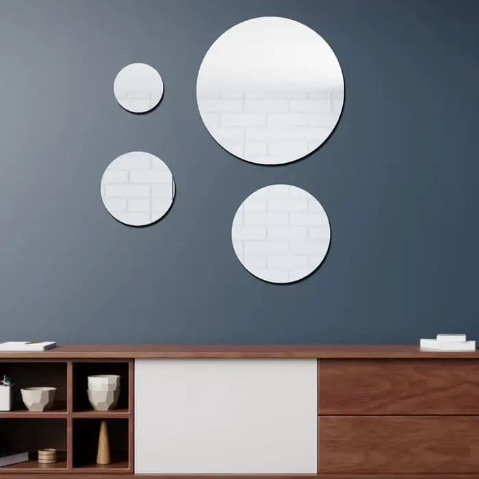 Autocollants de miroir acrylique auto-adhésifs ronds
